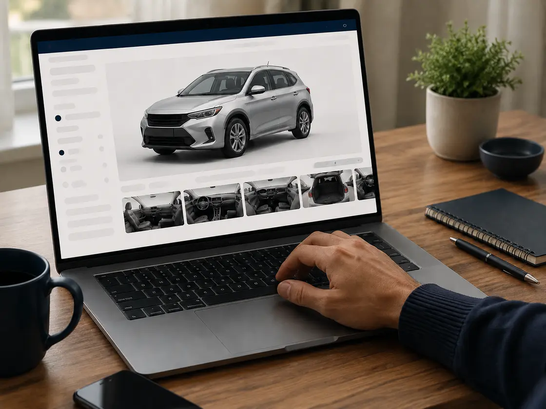 Customer selecting a silver car from Japan online for import to Cyprus